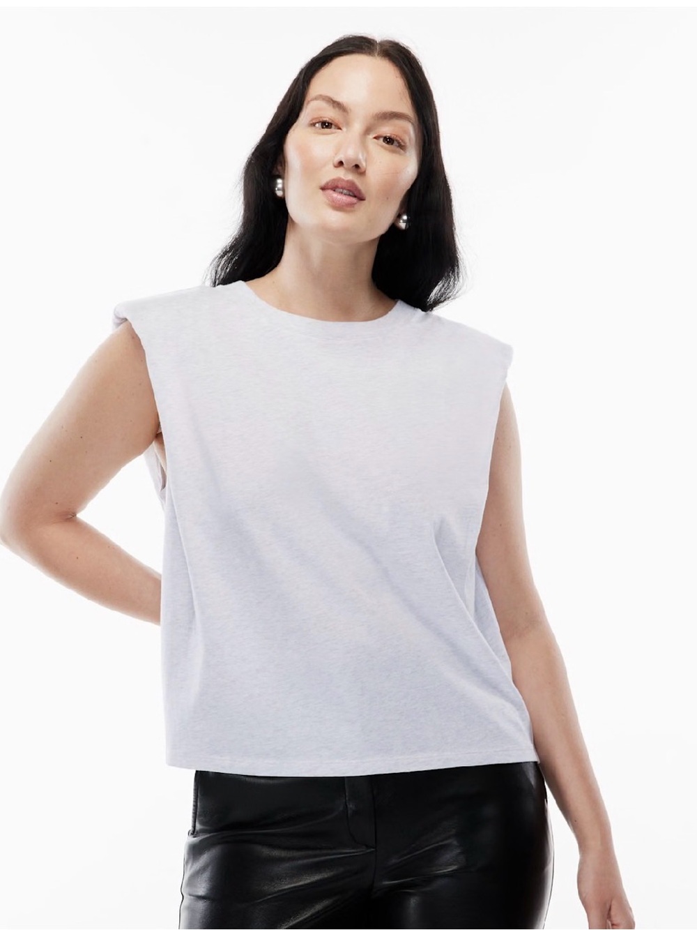 Babaton Aritzia Shoulder Pad Tank Top - White